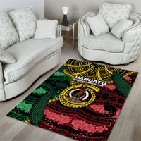 Vanuatu Independence Day Area Rug Boar Tusk Warrior Tribal Floral Patterns