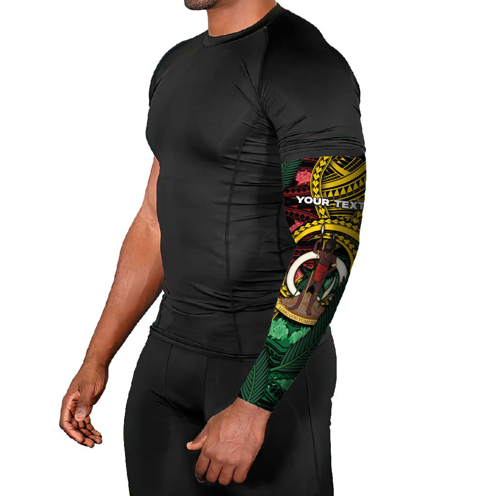 Personalised Vanuatu Independence Day Arm Sleeves Boar Tusk Warrior Tribal Floral Patterns