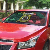 Vanuatu Independence Day Auto Sun Shade Boar Tusk Warrior Tribal Floral Patterns