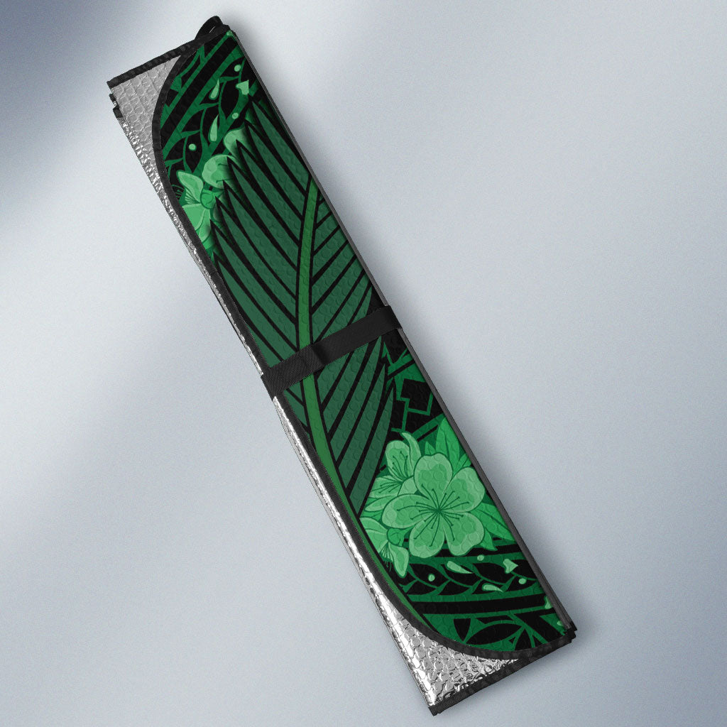 Vanuatu Independence Day Auto Sun Shade Boar Tusk Warrior Tribal Floral Patterns