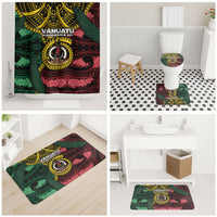 Vanuatu Independence Day Bathroom Set Boar Tusk Warrior Tribal Floral Patterns
