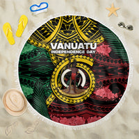 Vanuatu Independence Day Beach Blanket Boar Tusk Warrior Tribal Floral Patterns