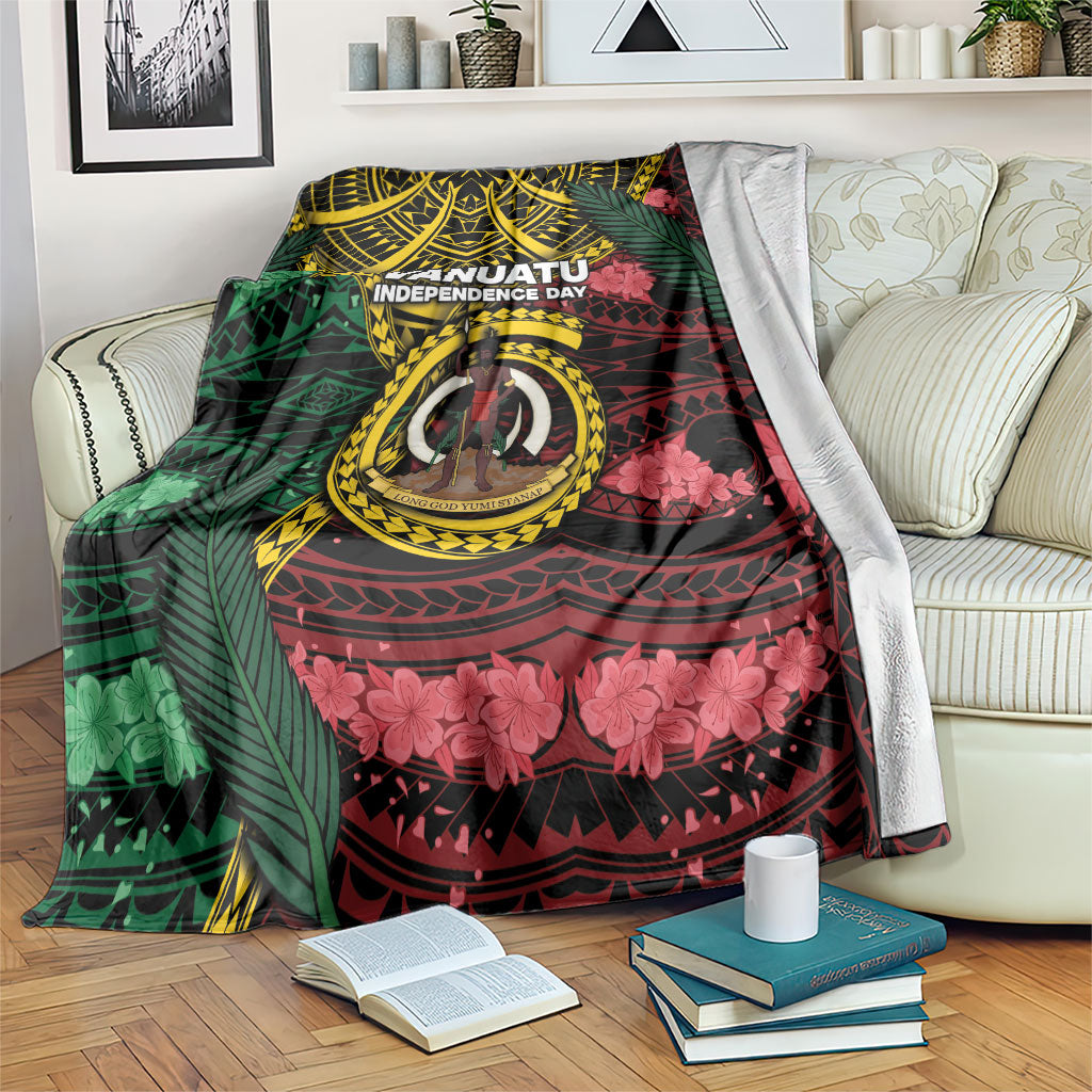Vanuatu Independence Day Blanket Boar Tusk Warrior Tribal Floral Patterns