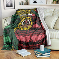 Vanuatu Independence Day Blanket Boar Tusk Warrior Tribal Floral Patterns