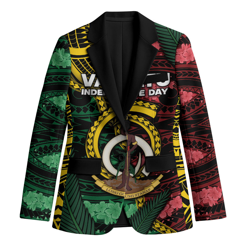Personalised Vanuatu Independence Day Blazer Boar Tusk Warrior Tribal Floral Patterns