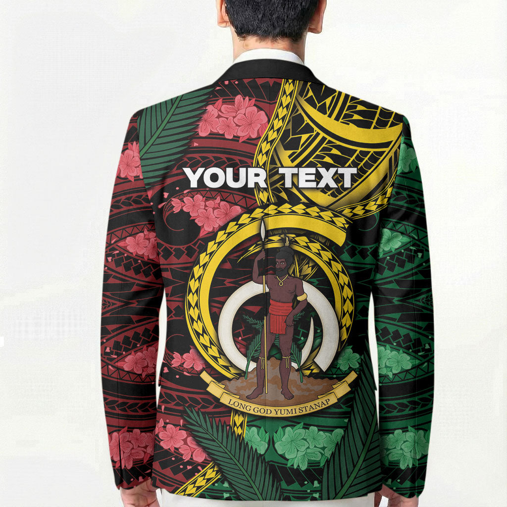Personalised Vanuatu Independence Day Blazer Boar Tusk Warrior Tribal Floral Patterns