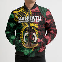 Personalised Vanuatu Independence Day Bomber Puffer Jacket Boar Tusk Warrior Tribal Floral Patterns