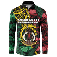 Personalised Vanuatu Independence Day Button Sweatshirt Boar Tusk Warrior Tribal Floral Patterns