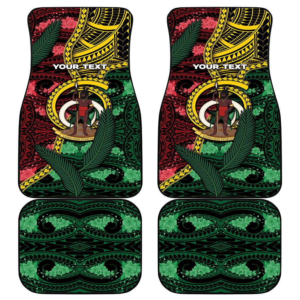 Personalised Vanuatu Independence Day Car Mats Boar Tusk Warrior Tribal Floral Patterns