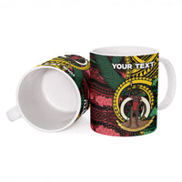 Personalised Vanuatu Independence Day Ceramic Mug Boar Tusk Warrior Tribal Floral Patterns