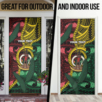 Personalised Vanuatu Independence Day Door Cover Boar Tusk Warrior Tribal Floral Patterns