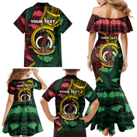 Personalised Vanuatu Independence Day Family Matching Mermaid Dress and Hawaiian Shirt Boar Tusk Warrior Tribal Floral Patterns