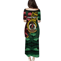 Personalised Vanuatu Independence Day Family Matching Puletasi and Hawaiian Shirt Boar Tusk Warrior Tribal Floral Patterns