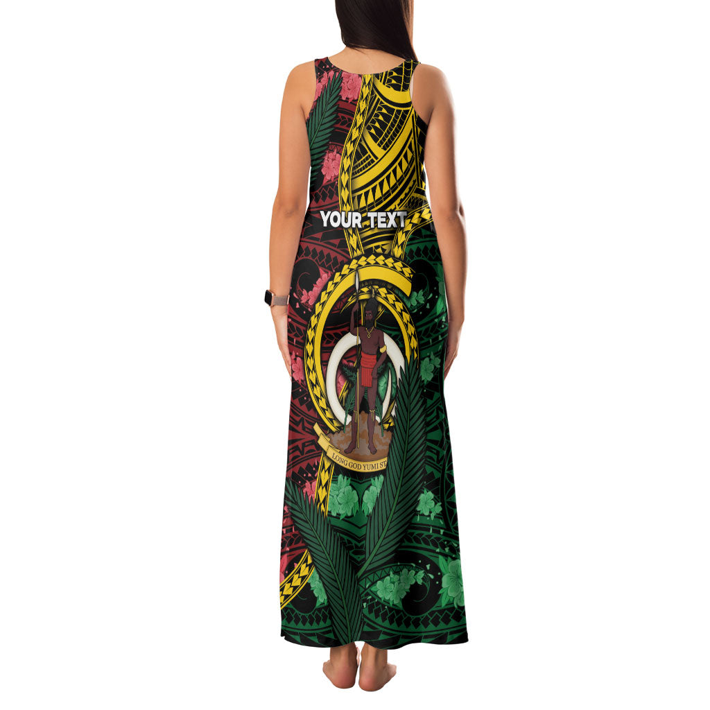 Personalised Vanuatu Independence Day Family Matching Tank Maxi Dress and Hawaiian Shirt Boar Tusk Warrior Tribal Floral Patterns