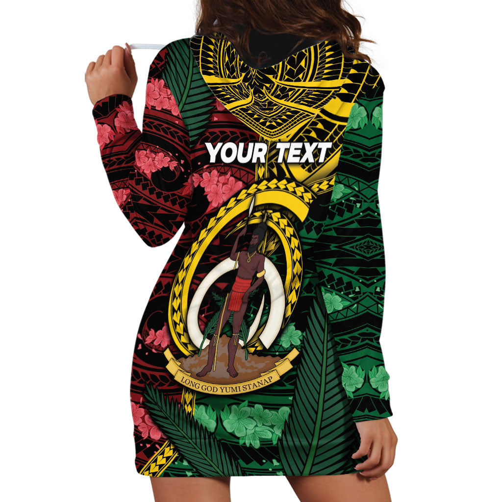 Personalised Vanuatu Independence Day Hoodie Dress Boar Tusk Warrior Tribal Floral Patterns