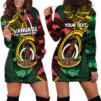 Personalised Vanuatu Independence Day Hoodie Dress Boar Tusk Warrior Tribal Floral Patterns