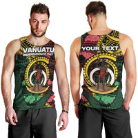 Personalised Vanuatu Independence Day Men Tank Top Boar Tusk Warrior Tribal Floral Patterns
