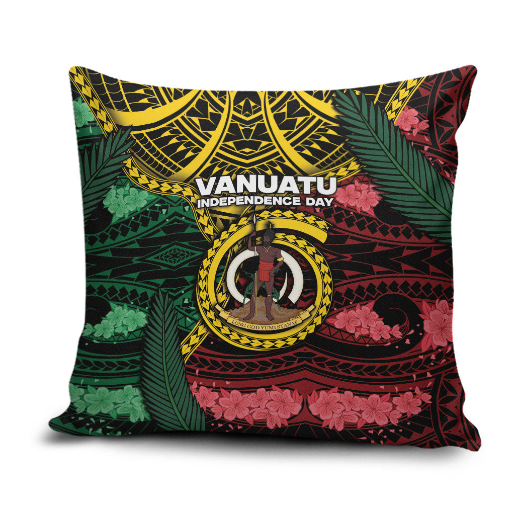 Vanuatu Independence Day Pillow Cover Boar Tusk Warrior Tribal Floral Patterns