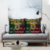 Vanuatu Independence Day Pillow Cover Boar Tusk Warrior Tribal Floral Patterns
