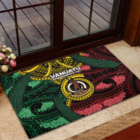 Vanuatu Independence Day Rubber Doormat Boar Tusk Warrior Tribal Floral Patterns