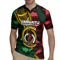 Personalised Vanuatu Independence Day Rugby Jersey Boar Tusk Warrior Tribal Floral Patterns