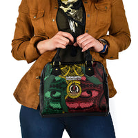 Vanuatu Independence Day Shoulder Handbag Boar Tusk Warrior Tribal Floral Patterns