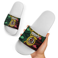 Vanuatu Independence Day Slide Sandals Boar Tusk Warrior Tribal Floral Patterns