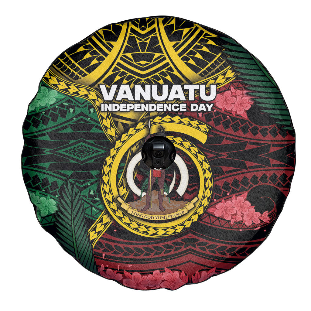 Vanuatu Independence Day Spare Tire Cover Boar Tusk Warrior Tribal Floral Patterns