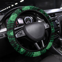 Vanuatu Independence Day Steering Wheel Cover Boar Tusk Warrior Tribal Floral Patterns