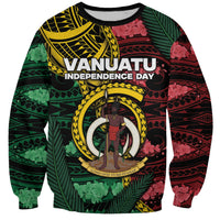 Personalised Vanuatu Independence Day Sweatshirt Boar Tusk Warrior Tribal Floral Patterns
