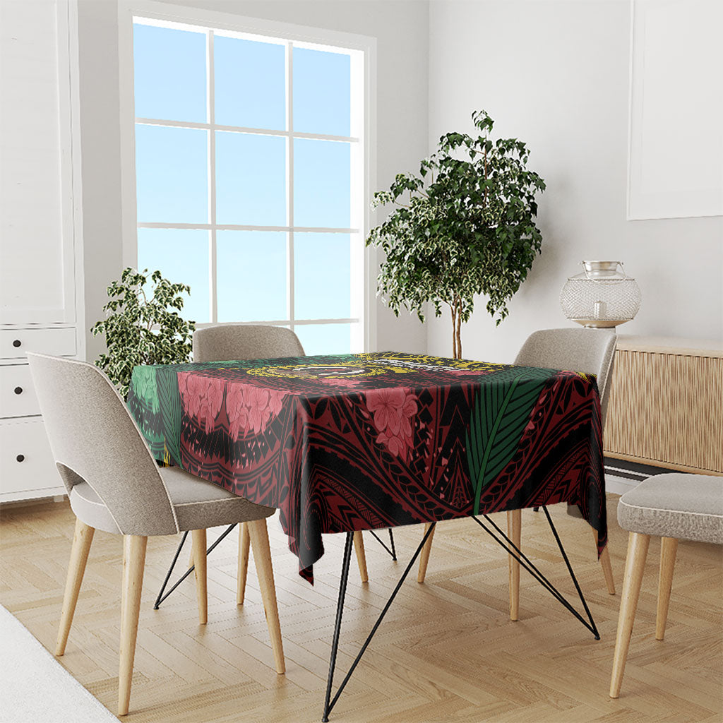 Vanuatu Independence Day Tablecloth Boar Tusk Warrior Tribal Floral Patterns