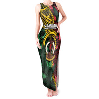 Personalised Vanuatu Independence Day Tank Maxi Dress Boar Tusk Warrior Tribal Floral Patterns