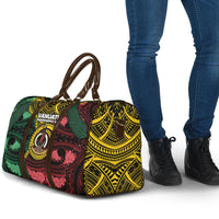 Vanuatu Independence Day Travel Bag Boar Tusk Warrior Tribal Floral Patterns