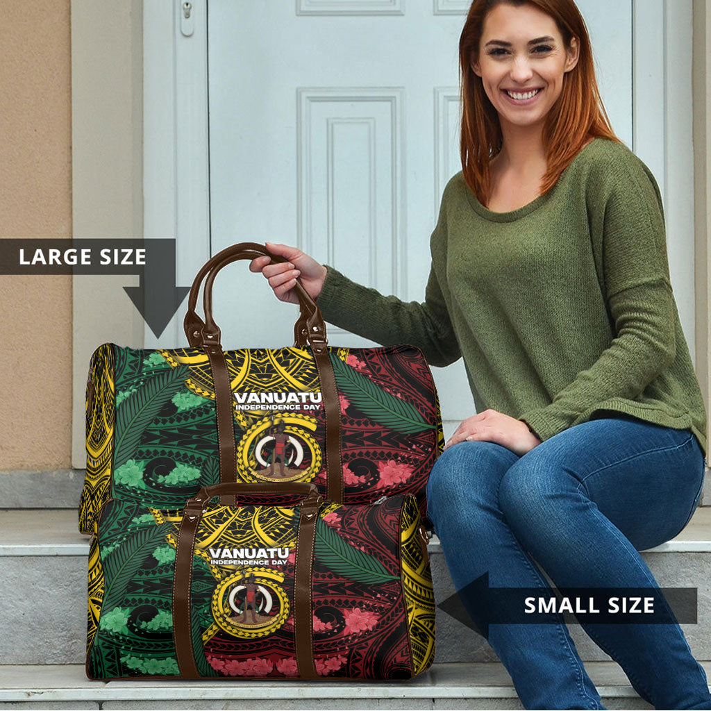 Vanuatu Independence Day Travel Bag Boar Tusk Warrior Tribal Floral Patterns