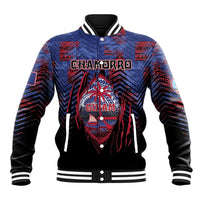 Personalised Guam Baseball Jacket Chamorro Seal Tribal Scratch Design - Polynesian Pride