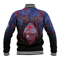 Personalised Guam Baseball Jacket Chamorro Seal Tribal Scratch Design - Polynesian Pride
