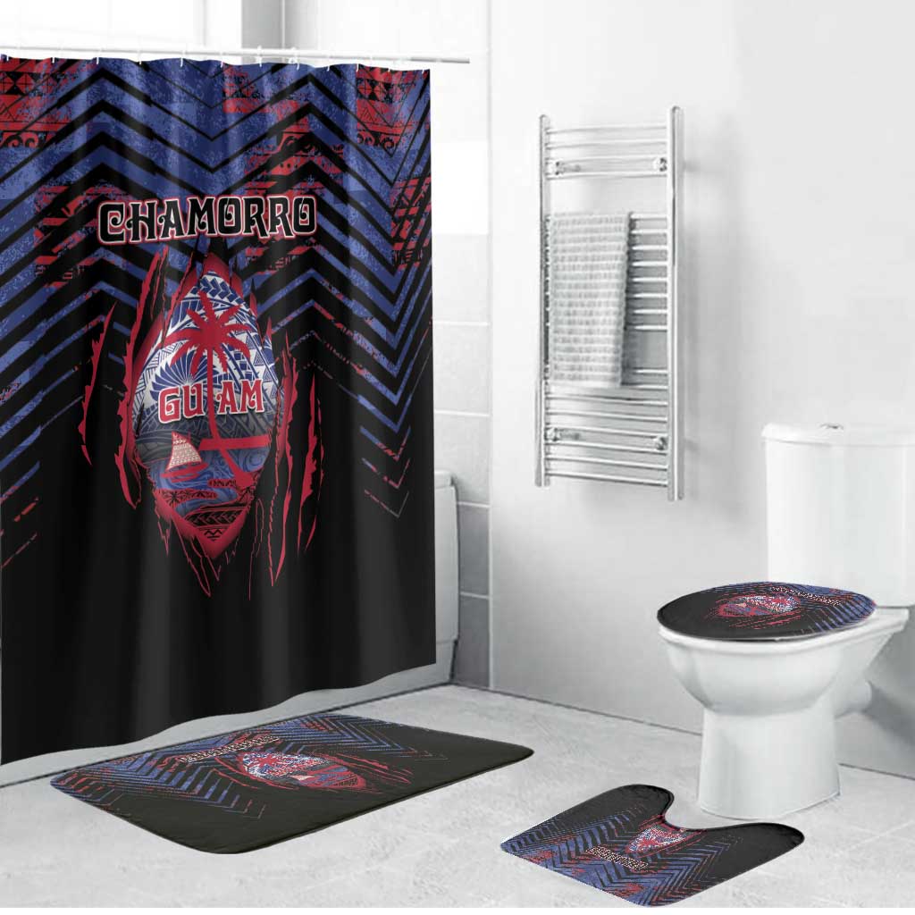 Guam Bathroom Set Chamorro Seal Tribal Scratch Design - Polynesian Pride