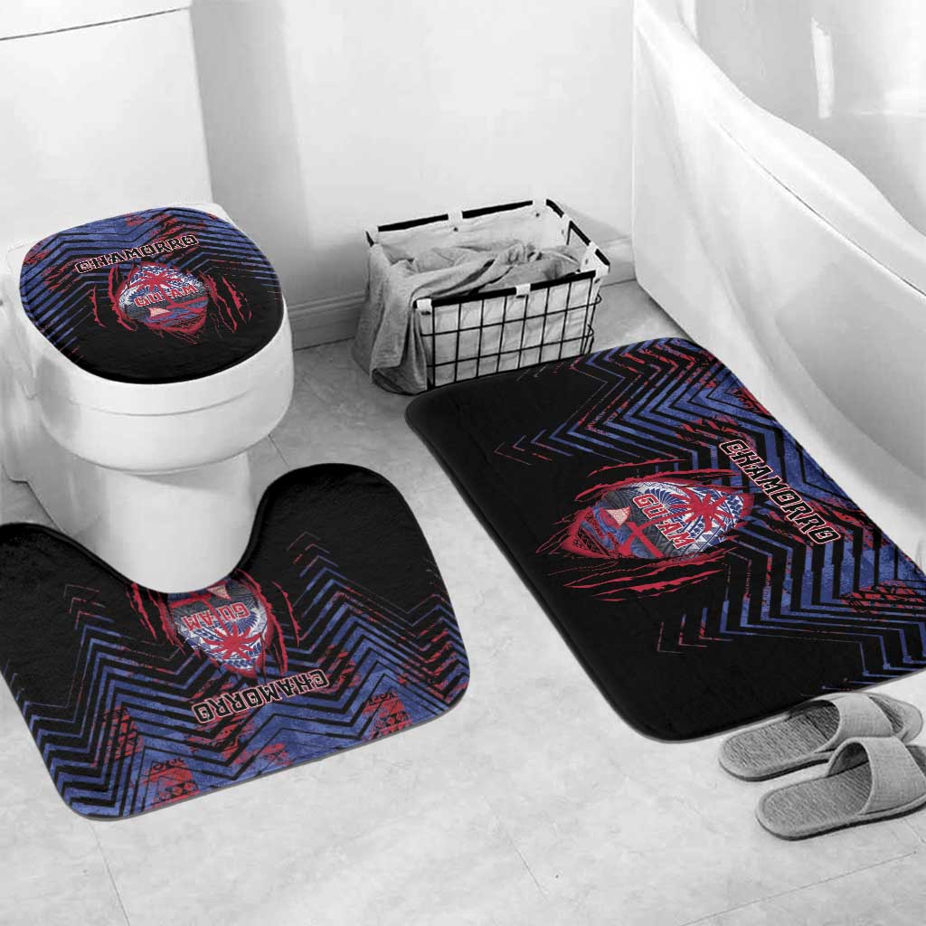 Guam Bathroom Set Chamorro Seal Tribal Scratch Design - Polynesian Pride