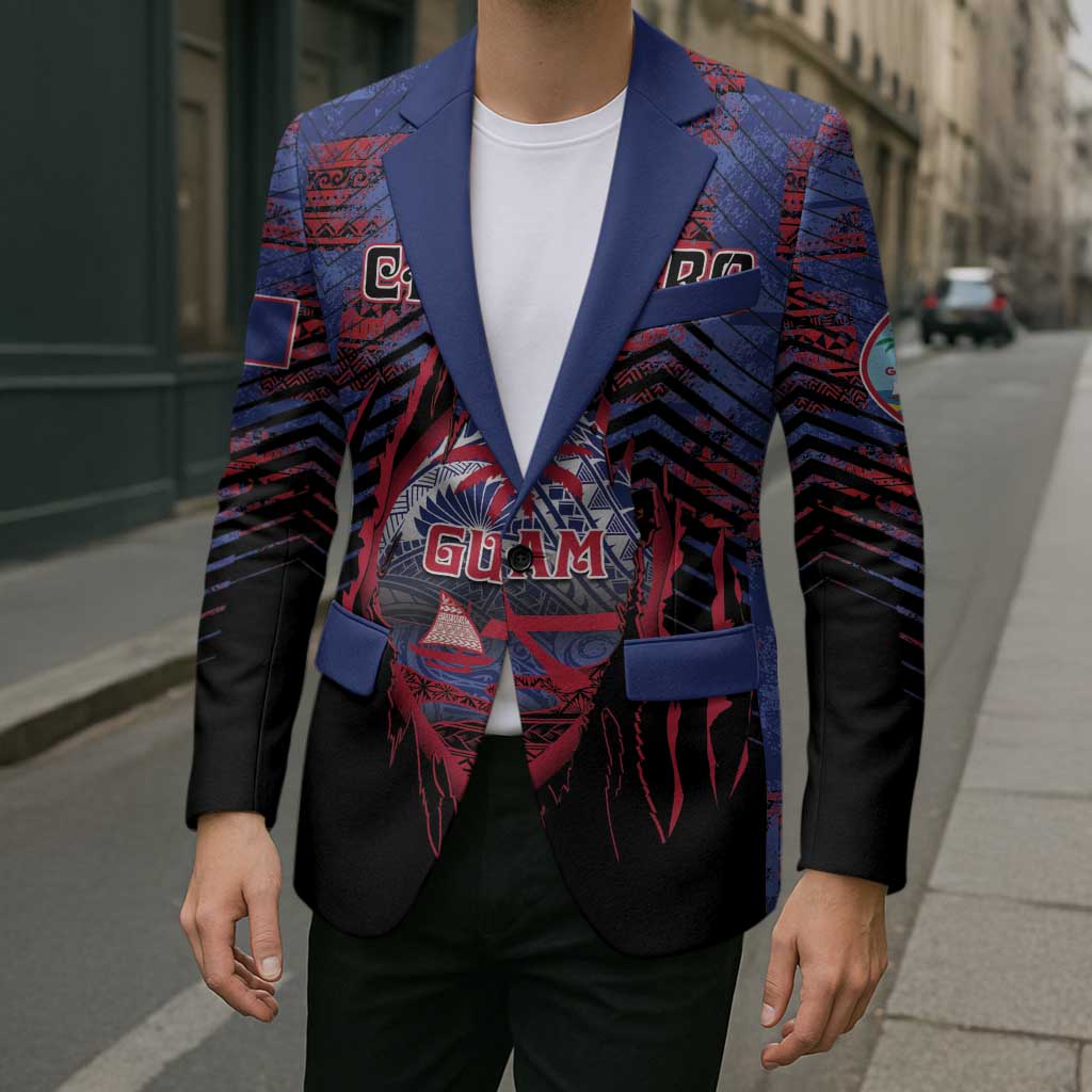 Personalised Guam Blazer Chamorro Seal Tribal Scratch Design - Polynesian Pride