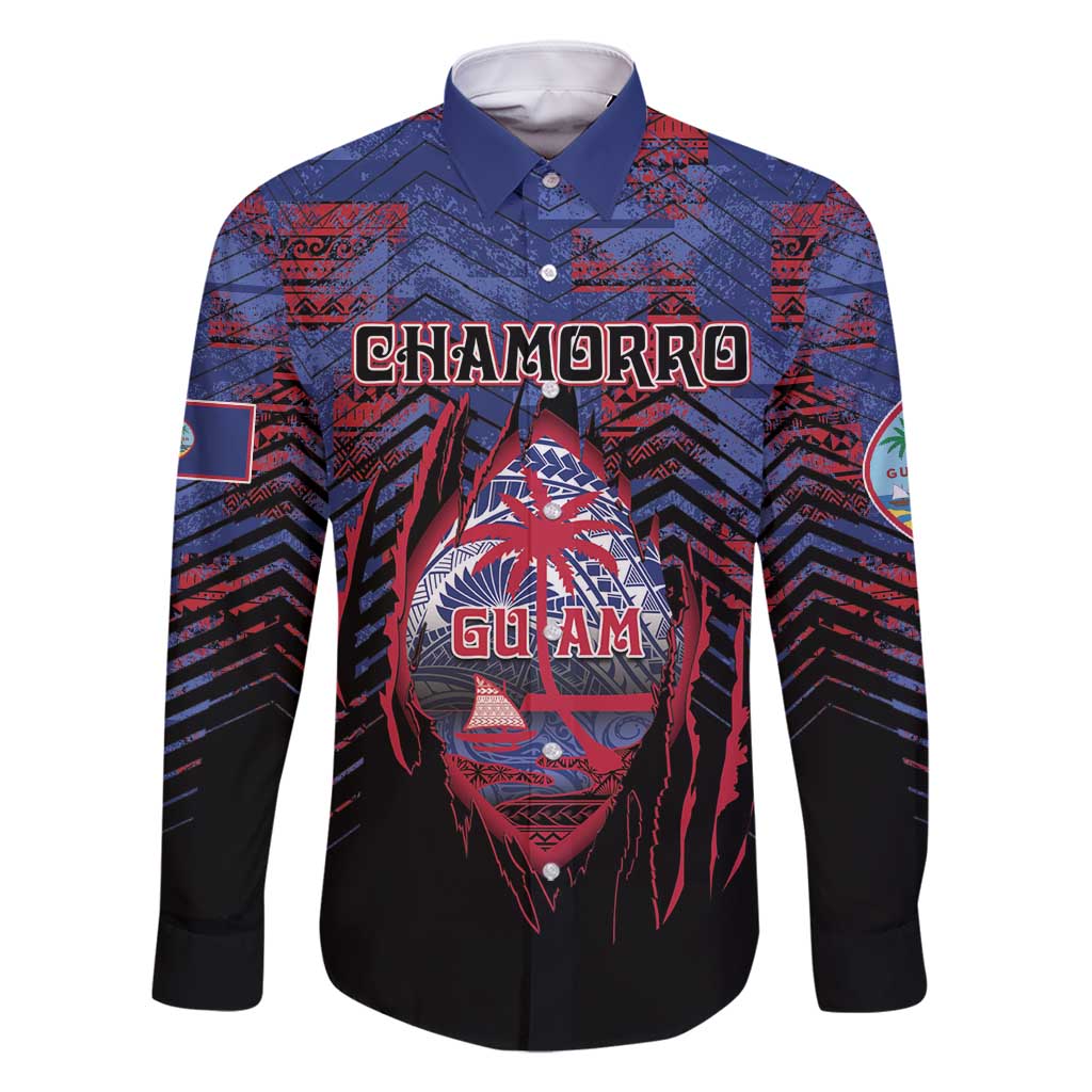 Personalised Guam Family Matching Long Sleeve Bodycon Dress and Hawaiian Shirt Chamorro Seal Tribal Scratch Design - Polynesian Pride