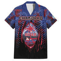 Personalised Guam Family Matching Off The Shoulder Long Sleeve Dress and Hawaiian Shirt Chamorro Seal Tribal Scratch Design - Polynesian Pride