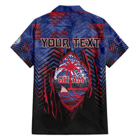 Personalised Guam Family Matching Off Shoulder Maxi Dress and Hawaiian Shirt Chamorro Seal Tribal Scratch Design - Polynesian Pride