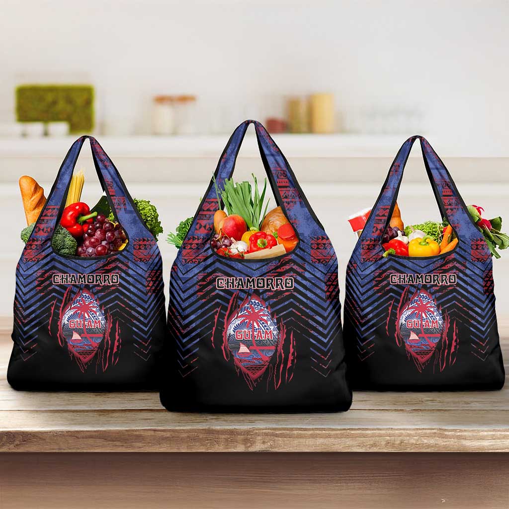 Guam Grocery Bag Chamorro Seal Tribal Scratch Design - Polynesian Pride