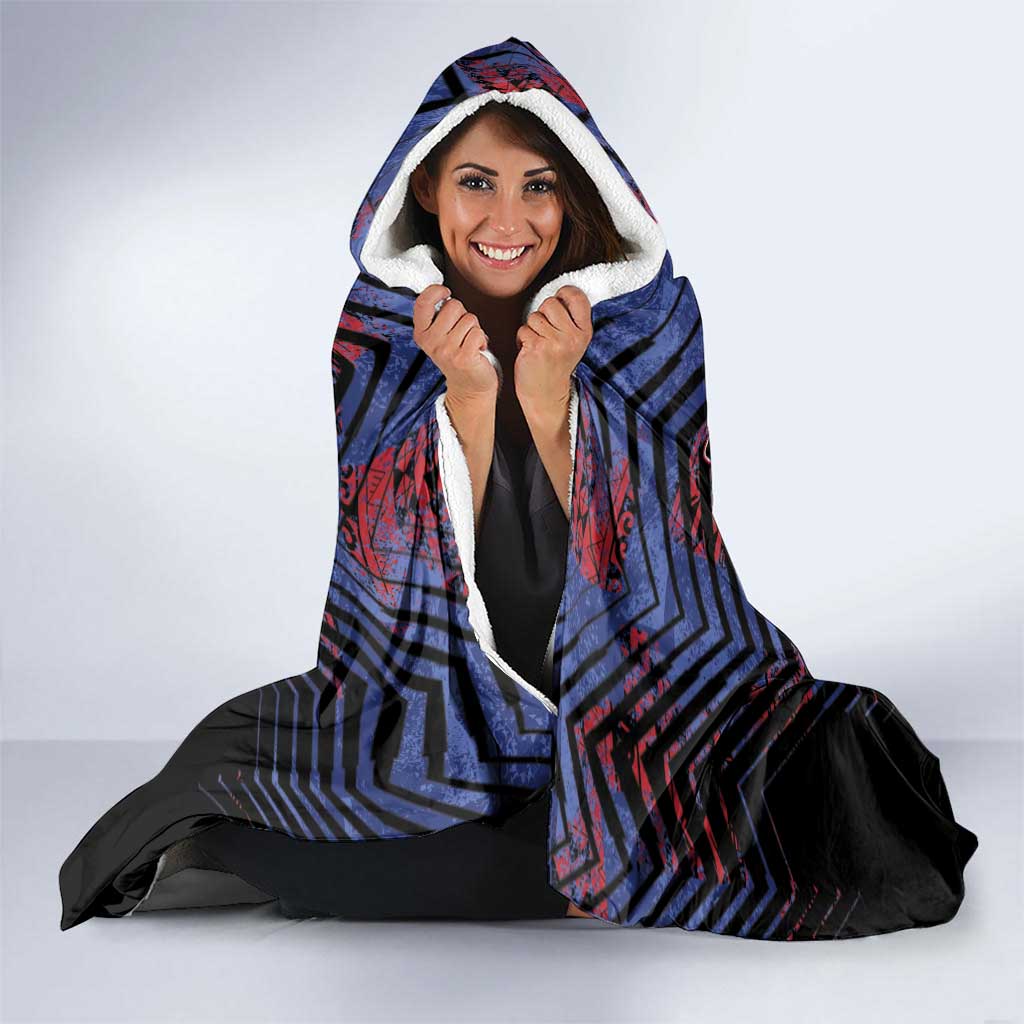 Guam Hooded Blanket Chamorro Seal Tribal Scratch Design - Polynesian Pride