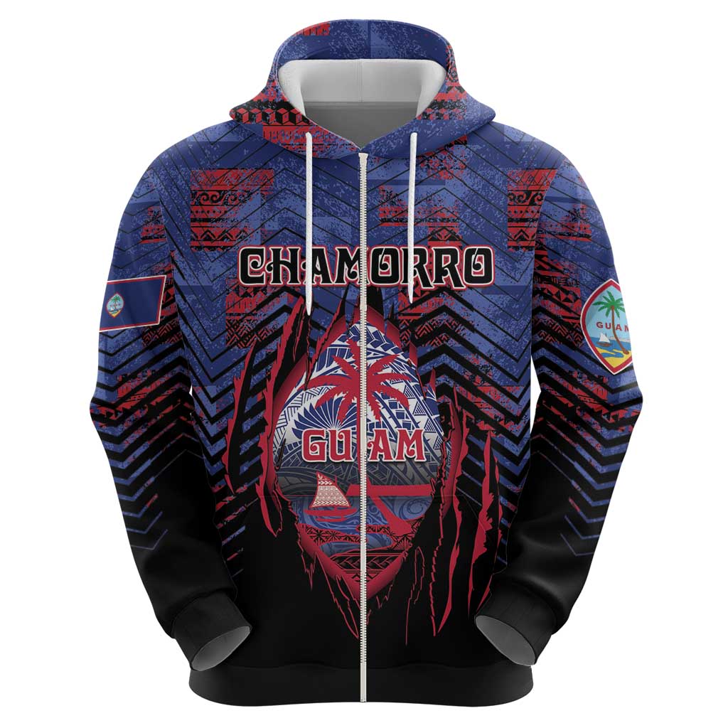 Personalised Guam Hoodie Chamorro Seal Tribal Scratch Design - Polynesian Pride