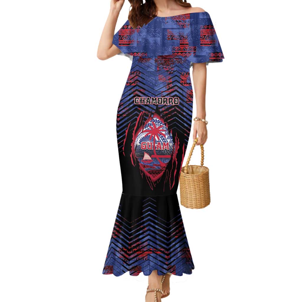 Personalised Guam Mermaid Dress Chamorro Seal Tribal Scratch Design - Polynesian Pride