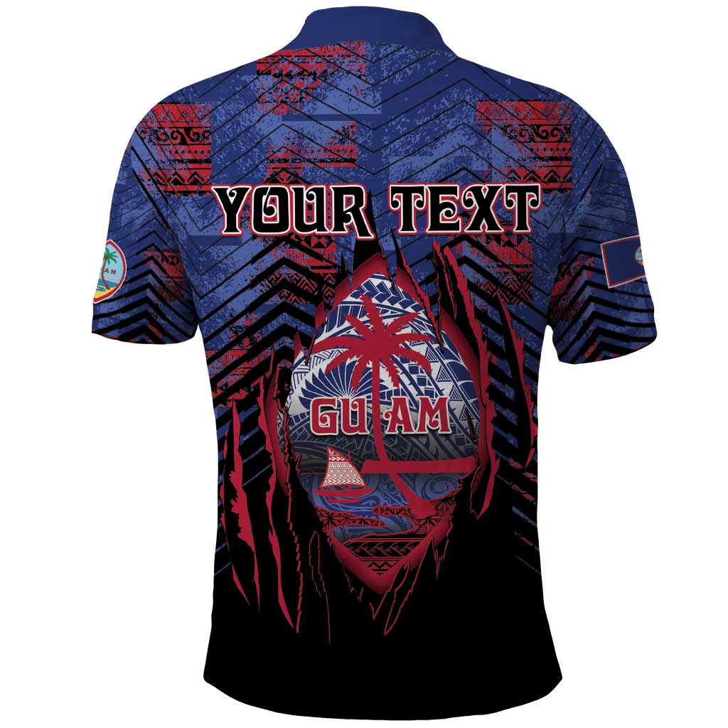 Personalised Guam Polo Shirt Chamorro Seal Tribal Scratch Design - Polynesian Pride