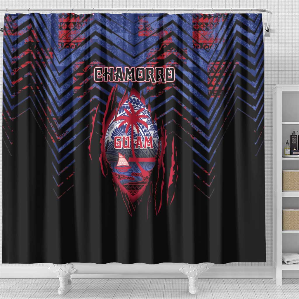 Guam Shower Curtain Chamorro Seal Tribal Scratch Design - Polynesian Pride