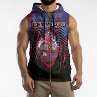 Personalised Guam Sleeveless Zip Hoodie Chamorro Seal Tribal Scratch Design - Polynesian Pride
