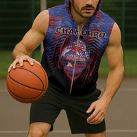 Personalised Guam Sleeveless Zip Hoodie Chamorro Seal Tribal Scratch Design - Polynesian Pride